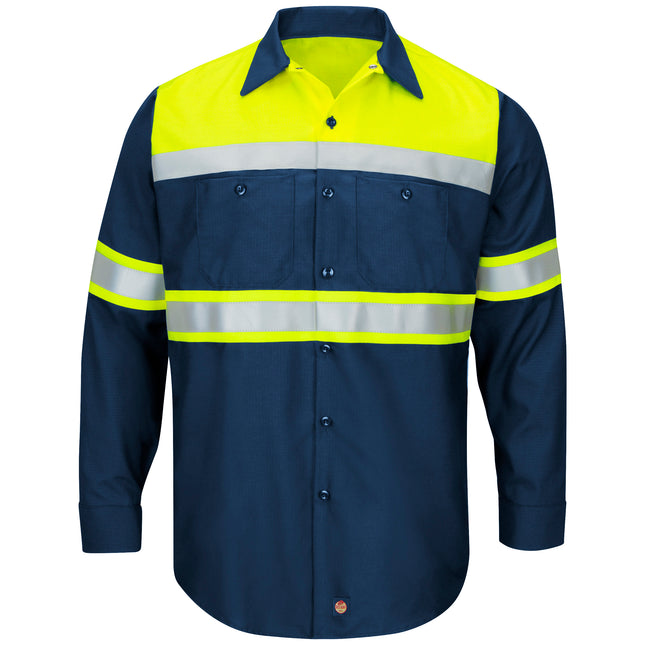 Red Kap® Hi-Visibility Long Sleeve Color Block Ripstop Work Shirt - Type O, Class 1 / SY70YN