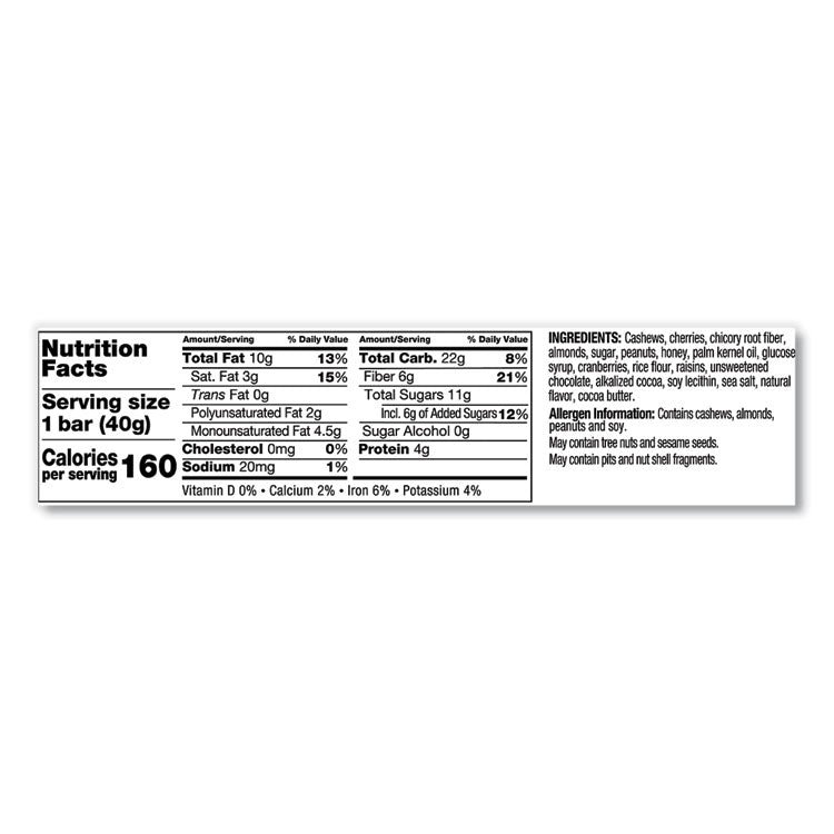 Plus Nutrition Boost Bar, Dk Chocolatecherrycashew/antioxidants, 1.4 Oz, 12/box