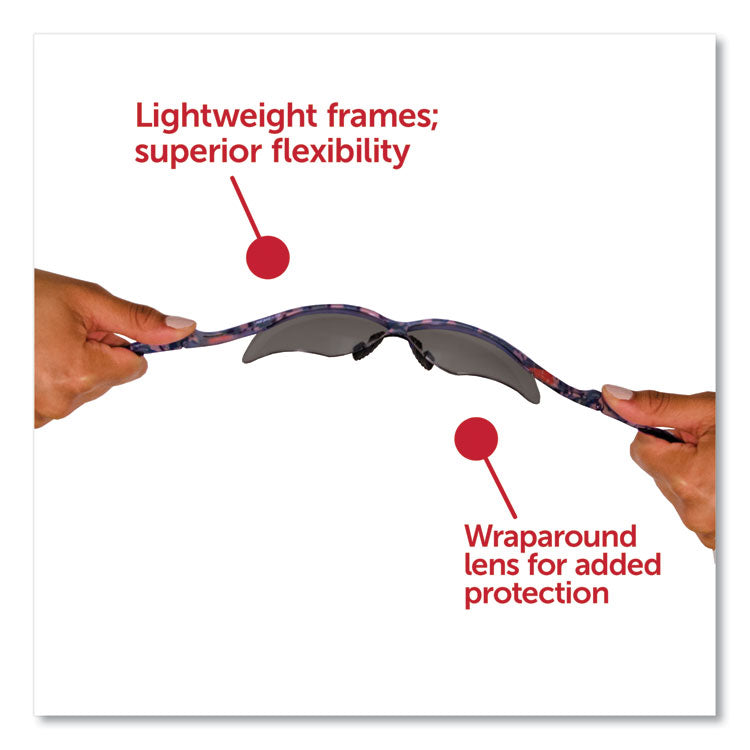 V30 NEMESIS Safety Eyewear, Plastic Camo Frame, Smoke Polycarbonate Lens, 12/Box