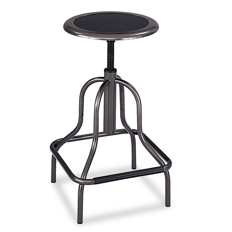 Diesel Industrial Stool, Backless, Supports Up to 250 lb, 22" to 27" Seat Height, Black Seat, Pewter Base