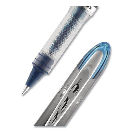 VISION ELITE BLX Series Hybrid Gel Pen, Stick, Extra-Fine 0.5 mm, Blue-Infused Black Ink, Gray/Blue/Clear Barrel