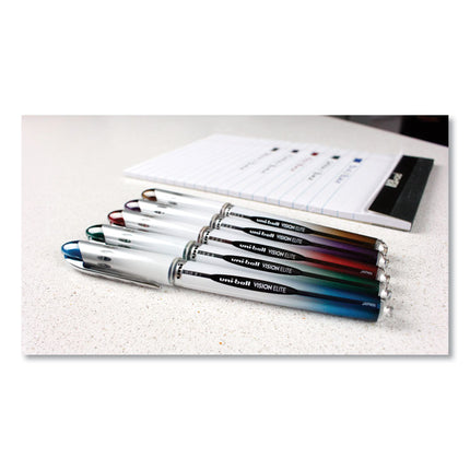 VISION ELITE BLX Series Hybrid Gel Pen, Stick, Extra-Fine 0.5 mm, Blue-Infused Black Ink, Gray/Blue/Clear Barrel