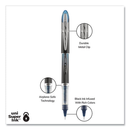 VISION ELITE BLX Series Hybrid Gel Pen, Stick, Extra-Fine 0.5 mm, Blue-Infused Black Ink, Gray/Blue/Clear Barrel