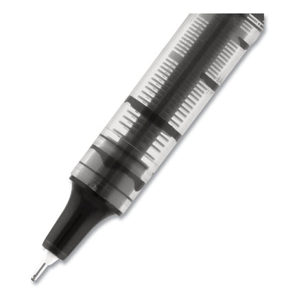VISION Needle Rollerball Pen, Stick, Fine 0.7 mm, Black Ink, Gray/Clear/Black Barrel, Dozen