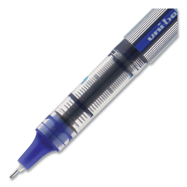 VISION Needle Rollerball Pen, Stick, Fine 0.7 mm, Blue Ink, Gray/Clear/Blue Barrel, Dozen