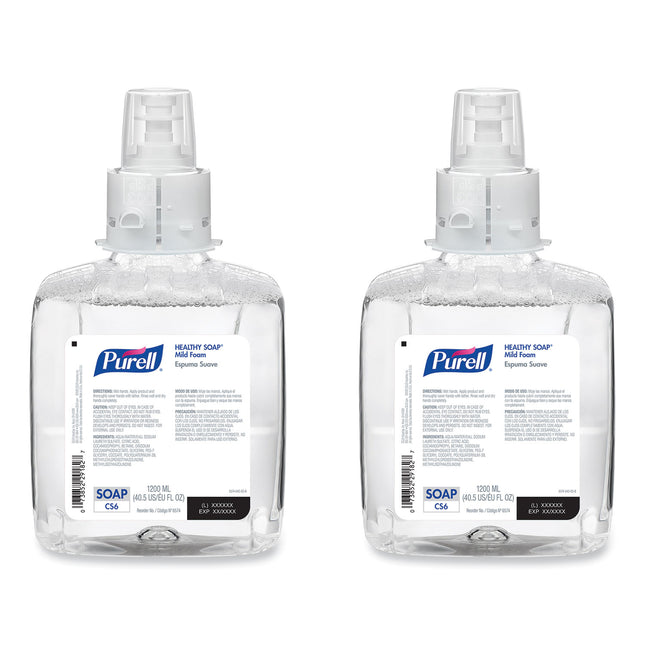 HEALTHY SOAP Mild Foam Refill, For CS6 Dispensers, Fragrance-Free, 1,200 mL, 2/Carton