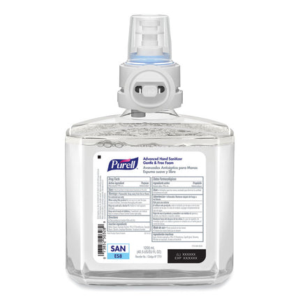 Advanced Hand Sanitizer Gentle and Free Foam, 1,200 mL Refill, Fragrance-Free, For ES8 Dispensers, 2/Carton