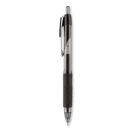 Signo 207 Needle Point Gel Pen, Retractable, Medium 0.7 mm, Black Ink, Clear/Black Barrel, Dozen