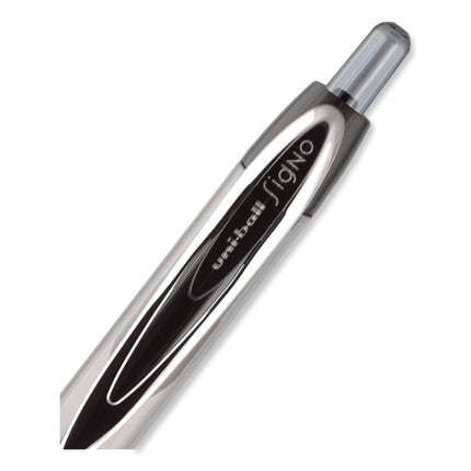 Signo 207 Needle Point Gel Pen, Retractable, Medium 0.7 mm, Black Ink, Clear/Black Barrel, Dozen