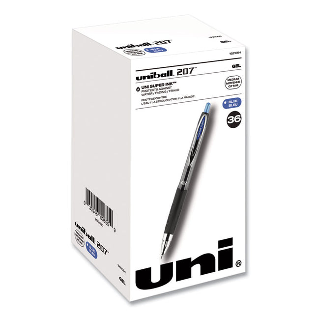 Signo 207 Gel Pen Value Pack, Retractable, Medium 0.7 mm, Blue Ink, Smoke/Black/Blue Barrel, 36/Box