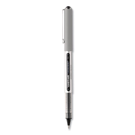 VISION Rollerball Pen, Stick, Fine 0.7 mm, Black Ink, Silver/Black/Clear Barrel, 36/Pack