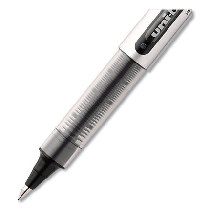 VISION Rollerball Pen, Stick, Fine 0.7 mm, Black Ink, Silver/Black/Clear Barrel, 36/Pack