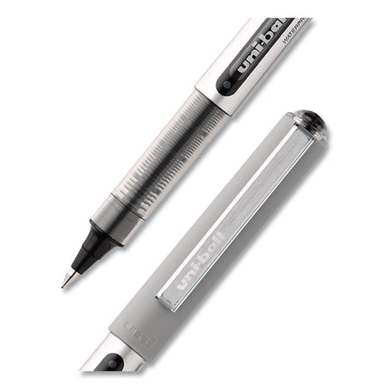 VISION Rollerball Pen, Stick, Fine 0.7 mm, Black Ink, Silver/Black/Clear Barrel, 36/Pack