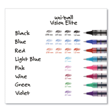 VISION Rollerball Pen, Stick, Fine 0.7 mm, Black Ink, Silver/Black/Clear Barrel, 36/Pack
