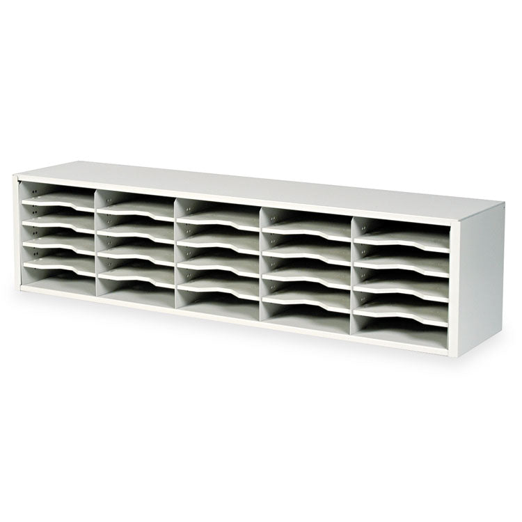 E-Z Sort Steel Mail Sorter Module, 25 Compartments, 57.5 x 13 x 14.25, Light Gray