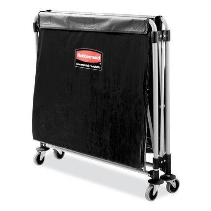 One-Compartment Collapsible X-Cart, Synthetic Fabric, 9.96 cu ft Bin, 24.1" x 35.7" x 34", Black/Silver