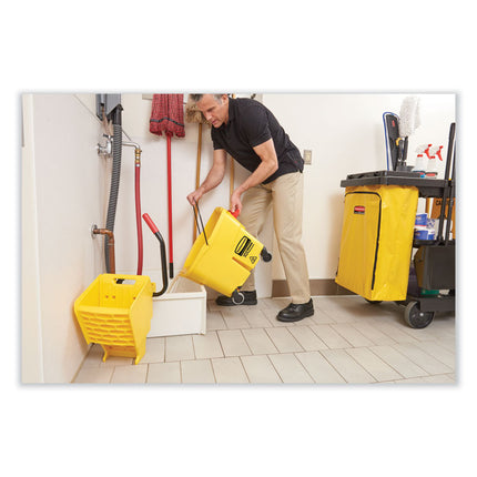 Zippered Vinyl Cleaning Cart Bag for Rubbermaid Commercial 6173-88, 24 gal, 17.25" x 10.5" x 30.5", Yellow