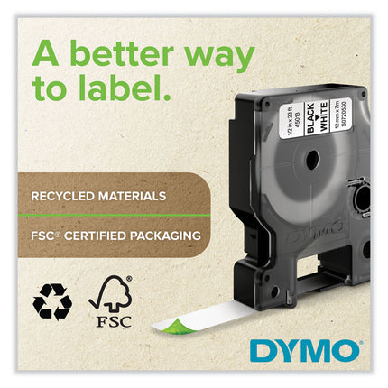 D1 Standard Labels, 0.5" x 23 ft, Black Print on White Tape, 6/Pack