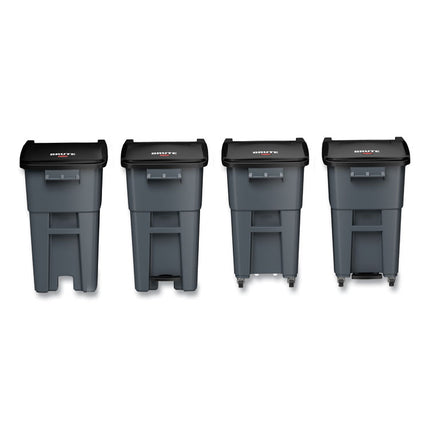 Square Brute Rollout Container, 50 gal, Molded Plastic, Gray