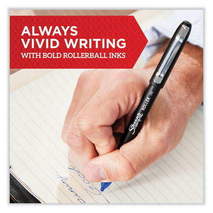 Professional Design Rollerball Pen, Stick, Fine 0.5 mm, Black Ink, Black Barrel, Dozen