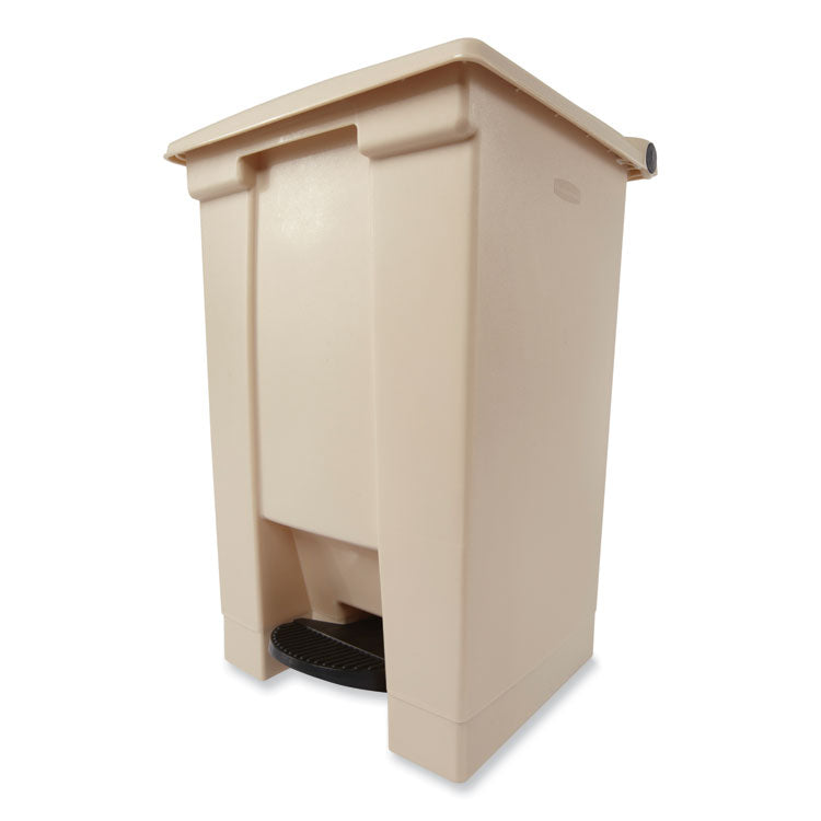 Indoor Utility Step-On Waste Container, 12 gal, Plastic, Beige