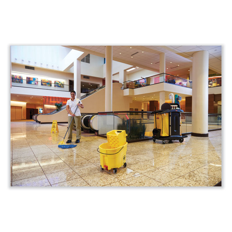 High-Security Healthcare Cleaning Cart, Metal, 4 Shelves, 1 Bin, 22" x 48.25" x 53.5", Black