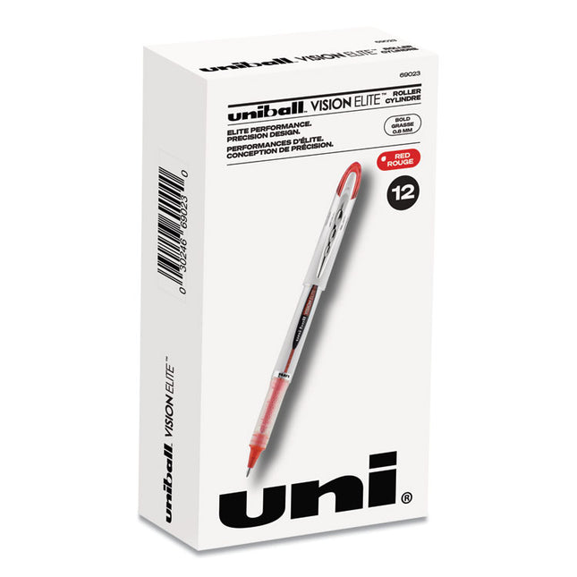 VISION ELITE Hybrid Gel Pen, Stick, Bold 0.8 mm, Red Ink, White/Red/Clear Barrel
