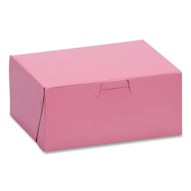 Pink One-Piece Non-Window Bakery Box, 6 x 4.5 x 2.75, Pink, Paper, 250/Carton