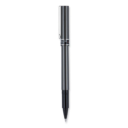 Deluxe Rollerball Pen, Stick, Extra-Fine 0.5 mm, Black Ink, Metallic Gray/Black Barrel, Dozen