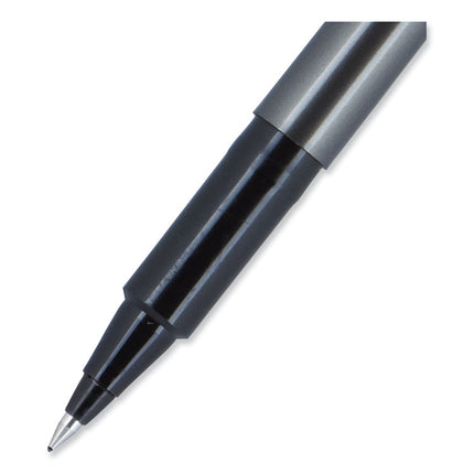 Deluxe Rollerball Pen, Stick, Extra-Fine 0.5 mm, Black Ink, Metallic Gray/Black Barrel, Dozen