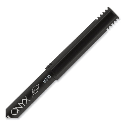 ONYX Rollerball Pen, Stick, Extra-Fine 0.5 mm, Blue Ink, Black/Blue Barrel, Dozen