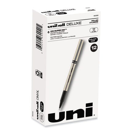 Deluxe Rollerball Pen, Stick, Fine 0.7 mm, Black Ink, Champagne/Black Barrel, Dozen
