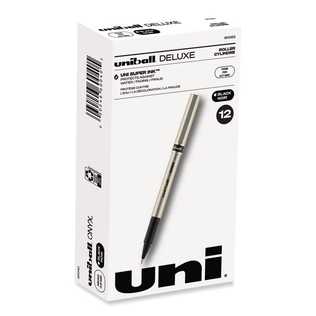 Deluxe Rollerball Pen, Stick, Fine 0.7 mm, Black Ink, Champagne/Black Barrel, Dozen