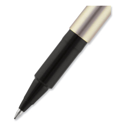 Deluxe Rollerball Pen, Stick, Fine 0.7 mm, Black Ink, Champagne/Black Barrel, Dozen