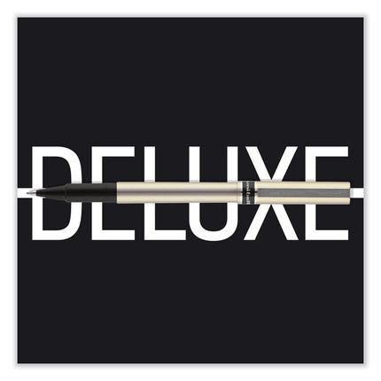 Deluxe Rollerball Pen, Stick, Fine 0.7 mm, Black Ink, Champagne/Black Barrel, Dozen