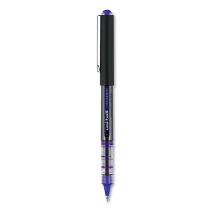 VISION Rollerball Pen, Stick, Extra-Fine 0.5 mm, Blue Ink, Gray/Blue/Clear Barrel, Dozen