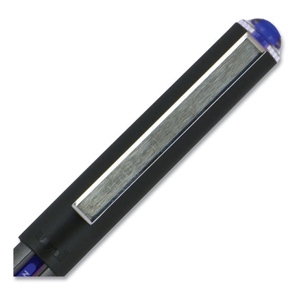VISION Rollerball Pen, Stick, Extra-Fine 0.5 mm, Blue Ink, Gray/Blue/Clear Barrel, Dozen