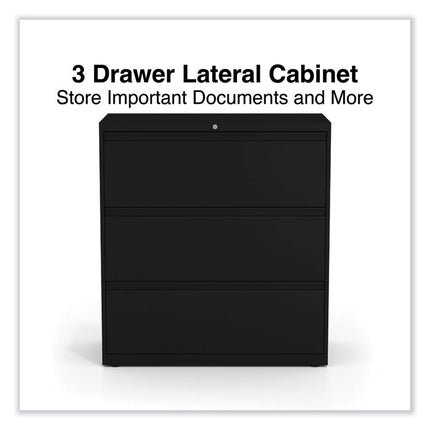 Lateral File, 3 Legal/Letter/A4/A5-Size File Drawers, Black, 36" x 18.63" x 40.25"