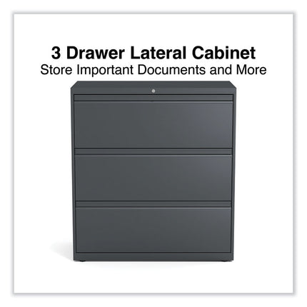 Lateral File, 3 Legal/Letter/A4/A5-Size File Drawers, Charcoal, 36" x 18.63" x 40.25"