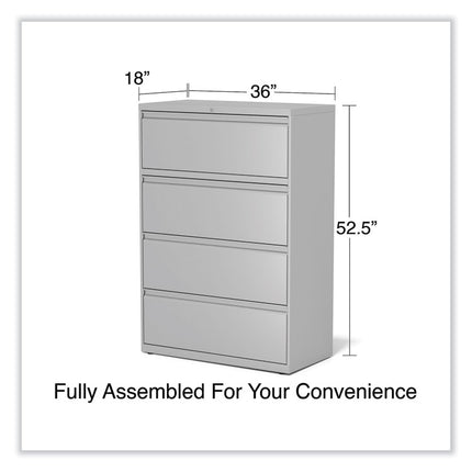 Lateral File, 4 Legal/Letter-Size File Drawers, Light Gray, 36" x 18.63" x 52.5"