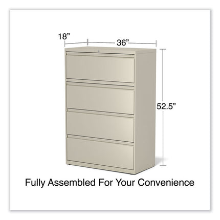 Lateral File, 4 Legal/Letter-Size File Drawers, Putty, 36" x 18.63" x 52.5"