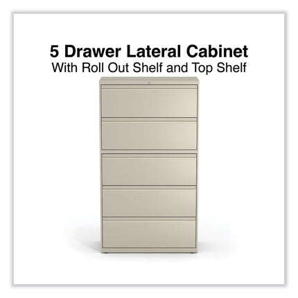 Lateral File, 5 Legal/Letter/A4/A5-Size File Drawers, Putty, 36" x 18.63" x 67.63"
