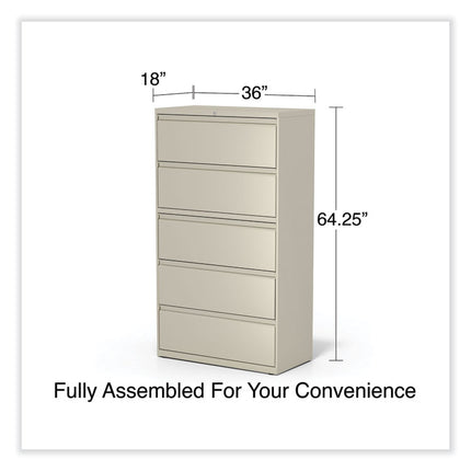 Lateral File, 5 Legal/Letter/A4/A5-Size File Drawers, Putty, 36" x 18.63" x 67.63"