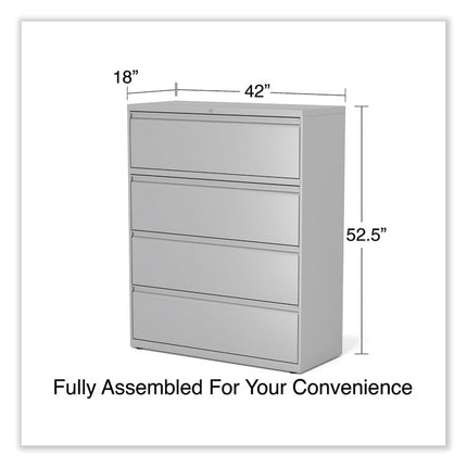 Lateral File, 4 Legal/Letter-Size File Drawers, Light Gray, 42" x 18.63" x 52.5"