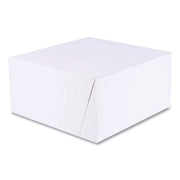 White One-Piece Non-Window Bakery Boxes, Standard, 10 x 10 x 5, White/Brown, Paper, 100/Bundle