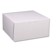 White One-Piece Non-Window Bakery Boxes, Standard, 12 x 12 x 6, White/Brown, Paper, 50/Bundle