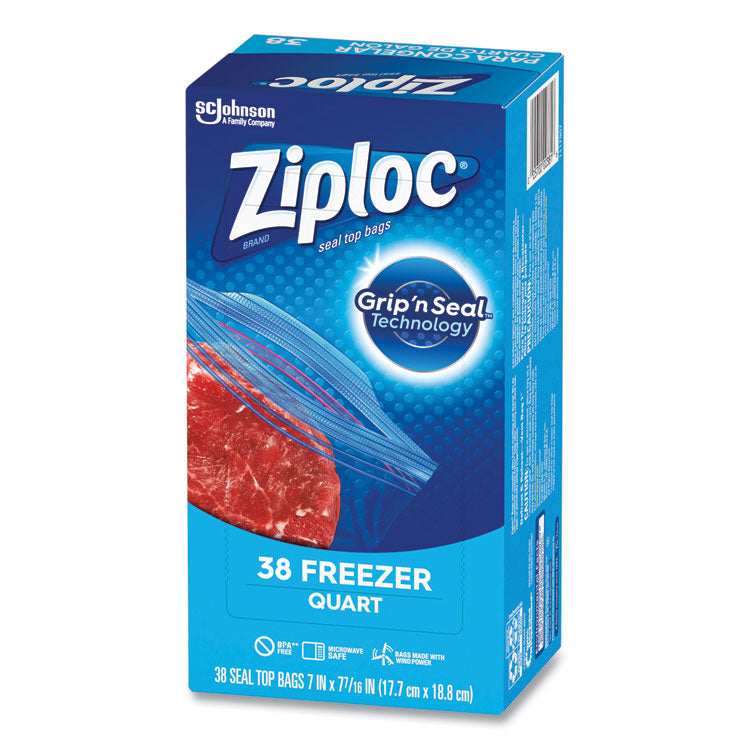 Zipper Freezer Bags, 32 oz, 6.97" x 7.7", Clear, 38 Bags/Box, 9 Boxes/Carton