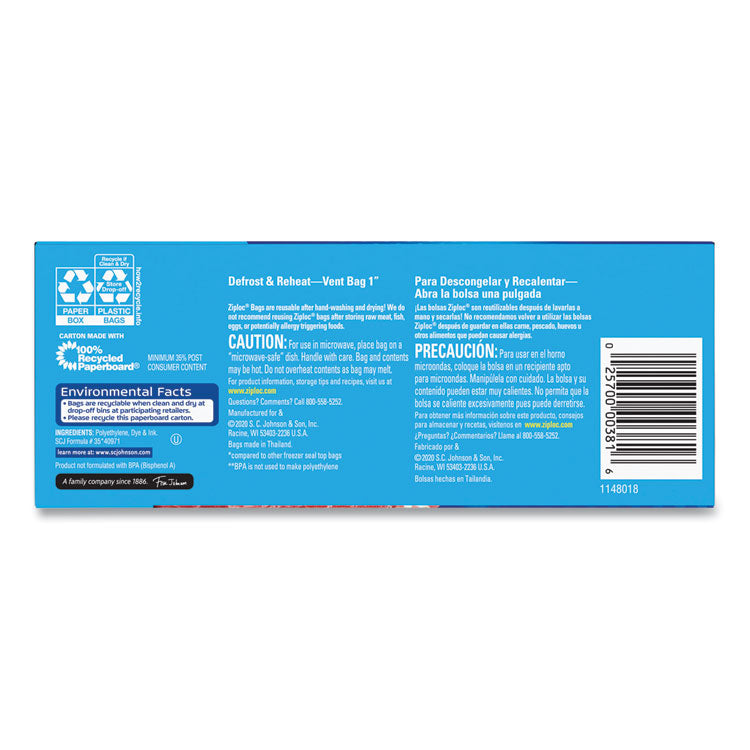 Zipper Freezer Bags, 32 oz, 6.97" x 7.7", Clear, 38 Bags/Box, 9 Boxes/Carton