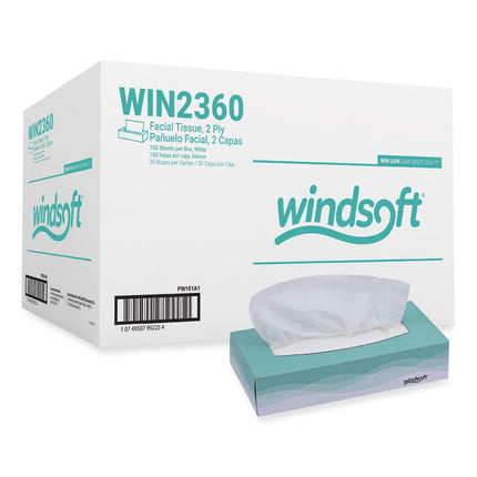 Facial Tissue, 2 Ply, White, Flat Pop-Up Box, 100 Sheets/box, 30 Boxes/carton