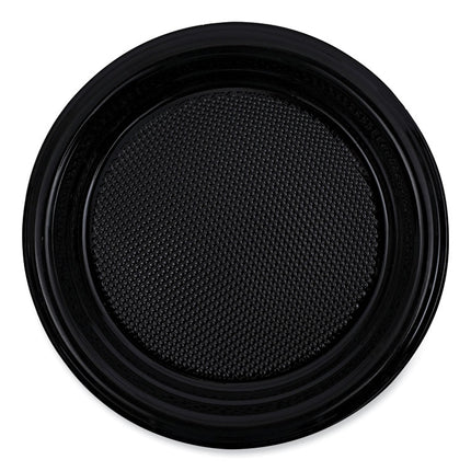 Hi-Impact Plastic Dinnerware, Plate, 6" Dia, Black, 1,000/carton